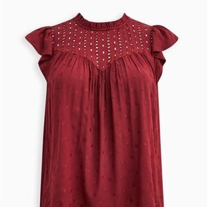 Torrid Eyelet Ruffle Sleeve Top